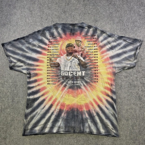 50 Cent Final Lap Tour T Shirt Mens 2XL Tie Dye 2023 Tour Dates Graphic Tee - Picture 10 of 13